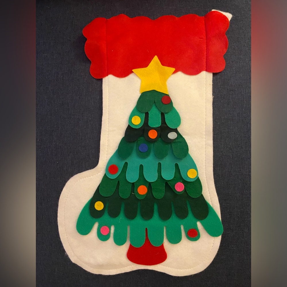 Vintage felt Christmas stocking (H)